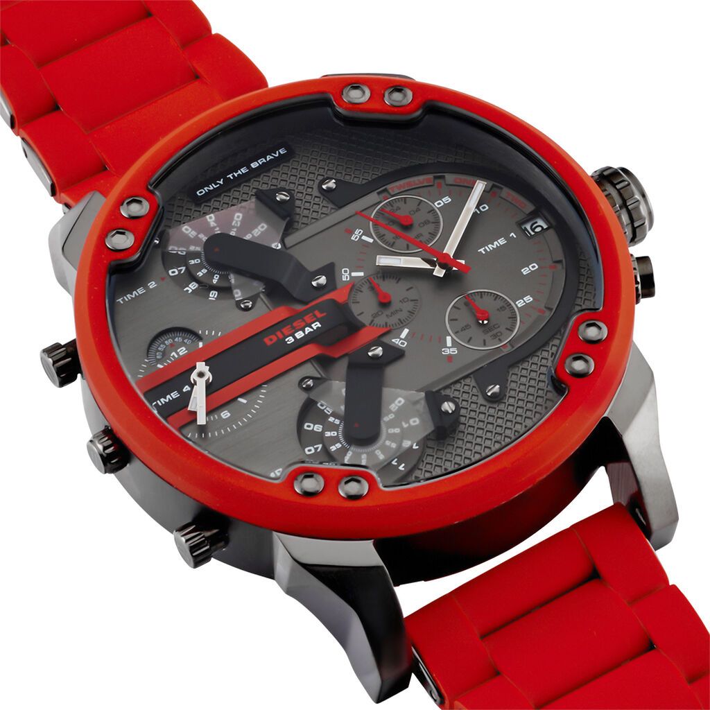 Montre cadran rouge homme